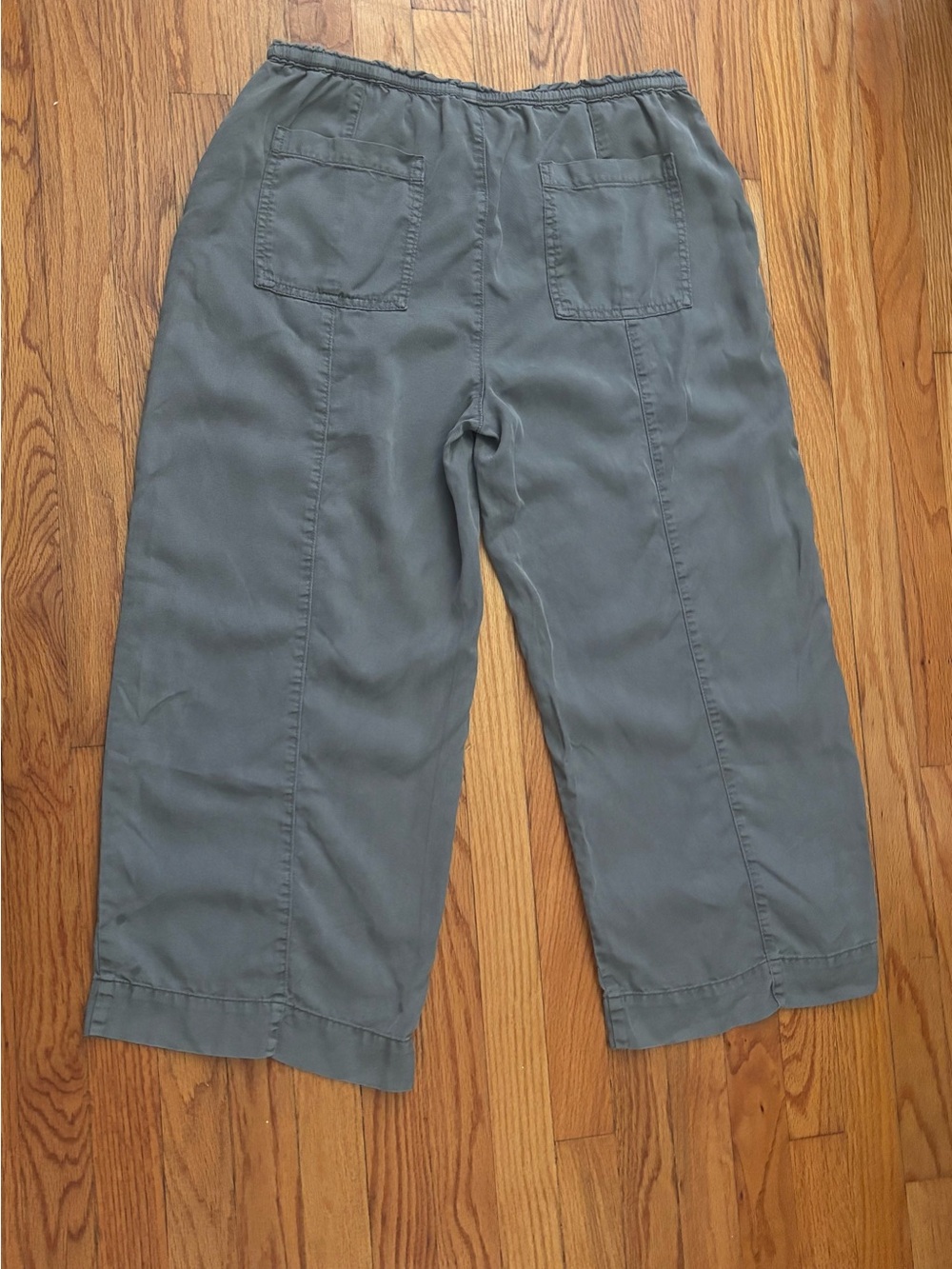 Anthropologie Gray Lyocell Wide Leg Crop Pants Pull On Drawstring Elastic Waist - Picture 4 of 7